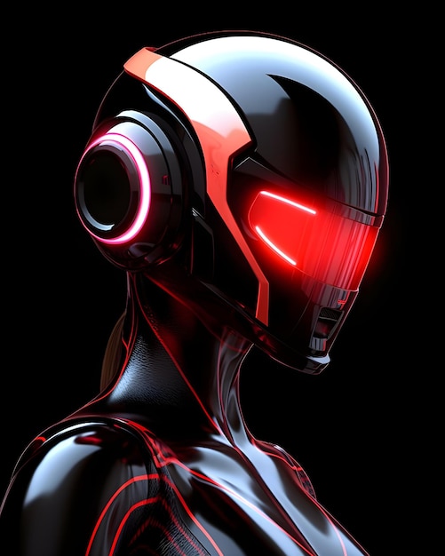 A robot with red lights on his face