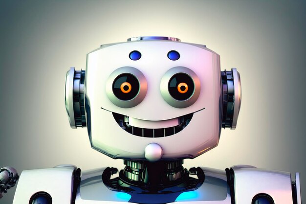 Photo robot with a smile on his face