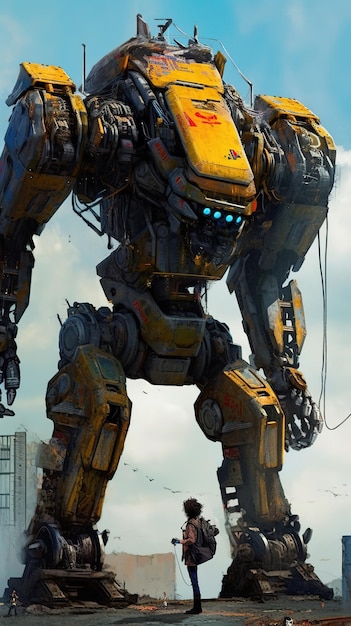 A robot with a yellow and orange body and a large number 2 on the front.