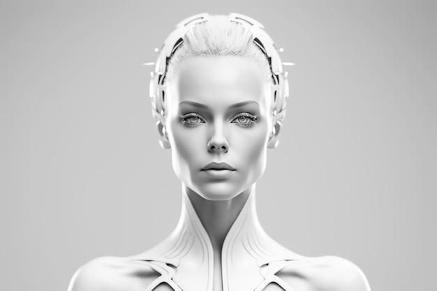 Фон женщины-робота, созданный с помощью генеративной технологии искусственного интеллекта, высококачественная иллюстрация
