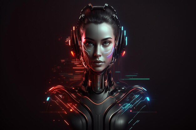 Robot woman background created with generative ai technology high quality illustration