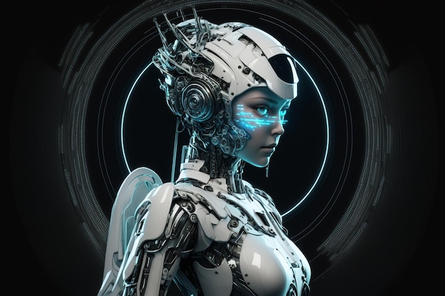 Robot woman background Created with generative Ai technology