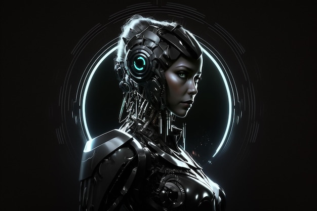 Robot woman background Created with generative Ai technology