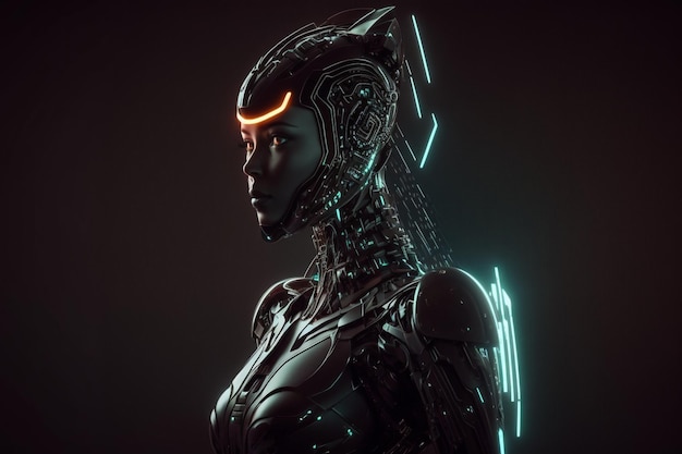 생성적 Ai 기술로 만든 로봇여자 배경