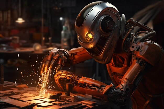 Robot working as a welder instead of humans