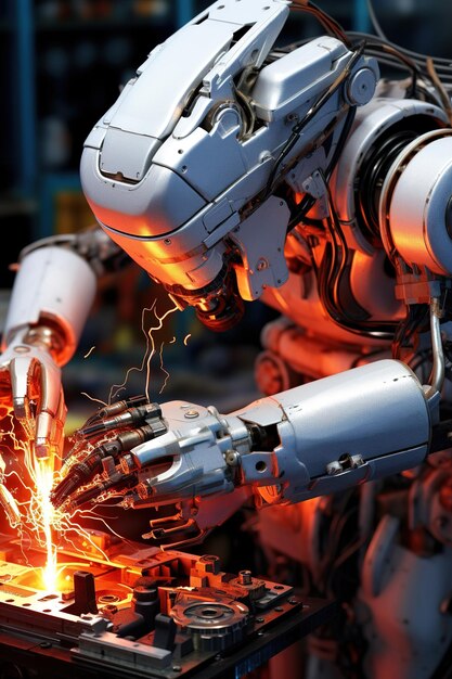 Photo a robot working in the science things uhd wallpaper