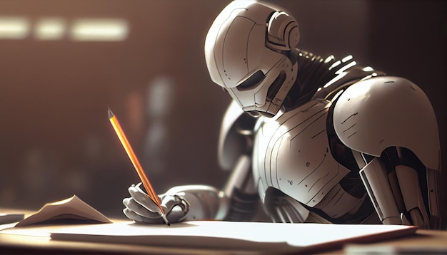 Robot writing in paper Generative Ai