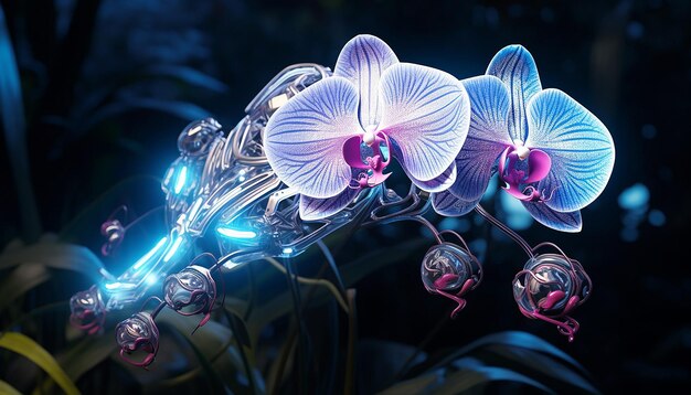 Foto robotachtig orchideefuturisme gloeiend