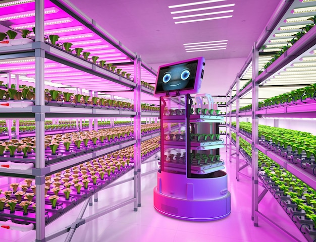 Robotassistent in lichte groei indoor farm