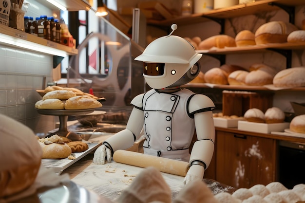 Robotbakker in een futuristische bakkerij