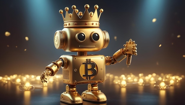 robotc with golden crown loves bitcoin