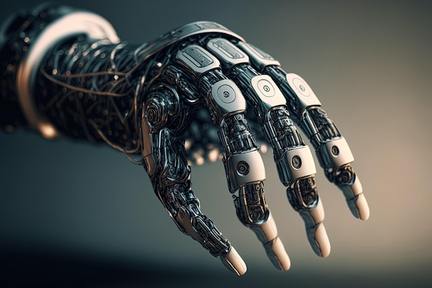 Foto robothand met kunstmatige intelligentie