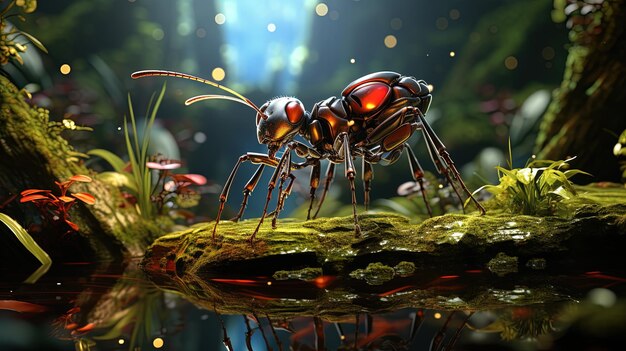 робот-муравей-шпион иллюстрация цифрового искусства Генеративный ИИ
