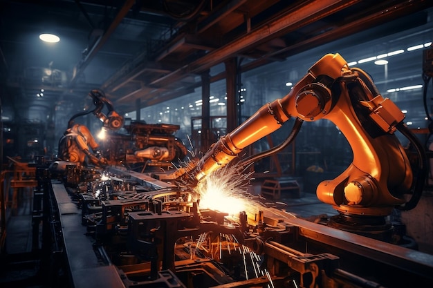 Robotic arm welding in an industrial plant Generative Ai