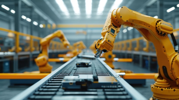 robotic arms seamlessly handle tasks on the factory floor