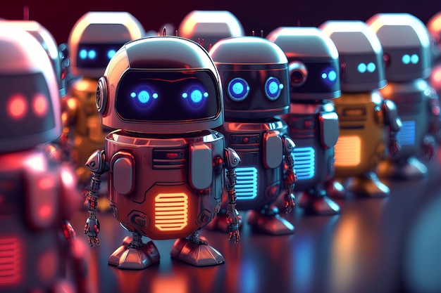 Robotic Army in Formation with Advanced AI Technology Generative AI