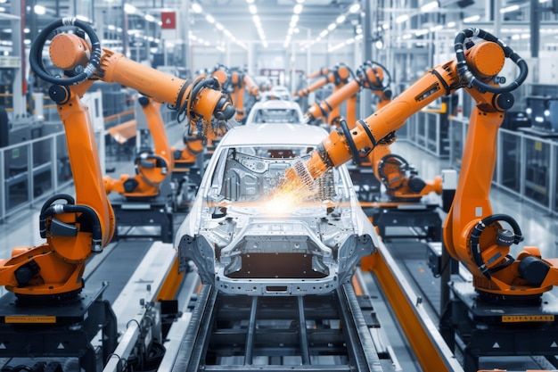 Robotic Assembly Line in de automobielproductie