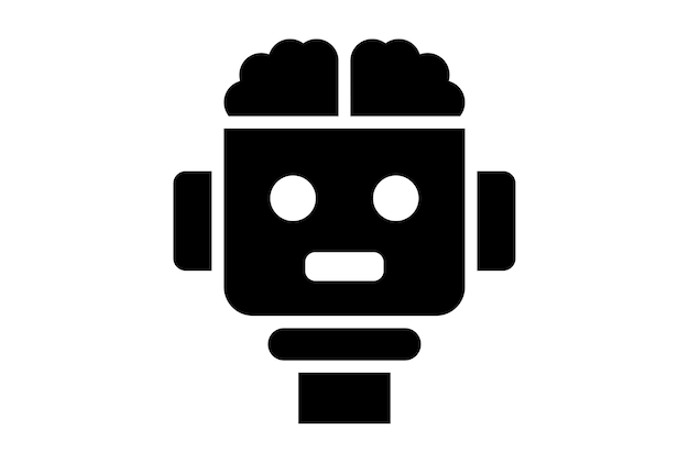 ロボット脳フラット アプリ アイコン ミニマリストの web シンボル黒い記号