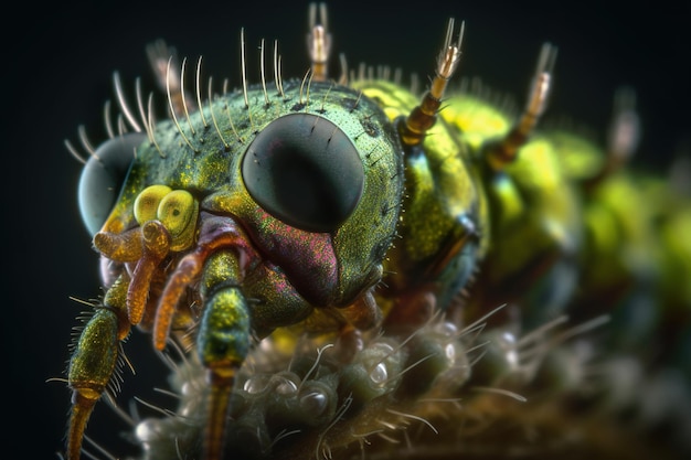 A robotic caterpillar head zoom detailed micrphotography