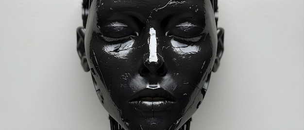 Robotic Despair Een starke visie op AI Concept Kunstmatige intelligentie Toekomstige technologie Robotica SciFi Emoties