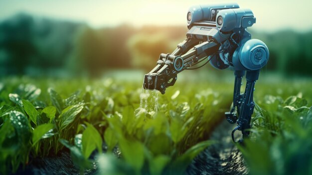Photo robotic efficient farming taking over in watering
