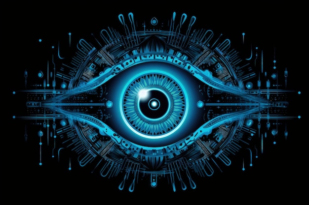 Robotic eye-technologie en kunstmatige intelligentie concept digitale illustratie Generatieve AI