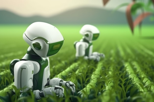 Robotic farmers field Generate Ai