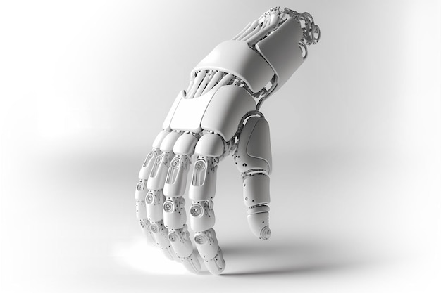 Роботизированная рука на белом фоне Генеративный дизайн искусственного интеллекта