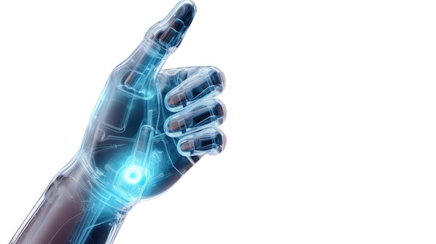 Robotic Hand With Glowing Blue Lights Artificial Limb Technology