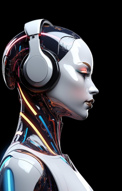 A robotic human listening to music