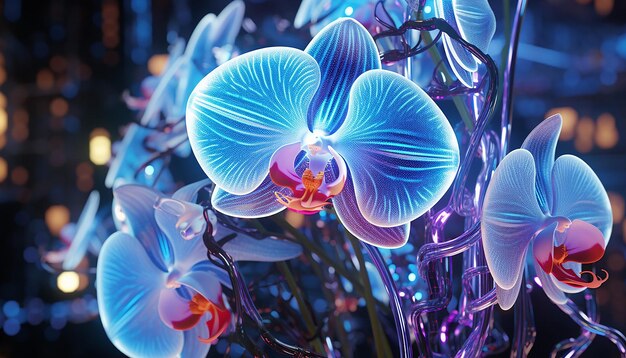 robotic orchid futurism glowing