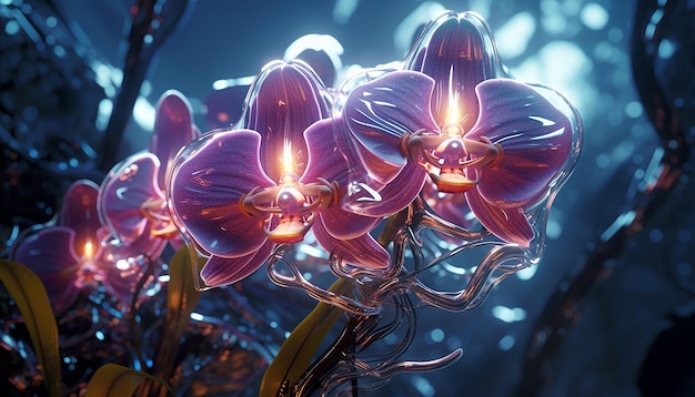 robotic orchid futurism glowing