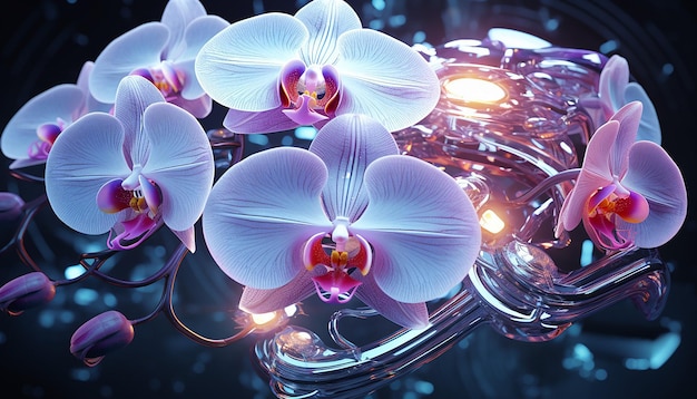 robotic orchid futurism glowing