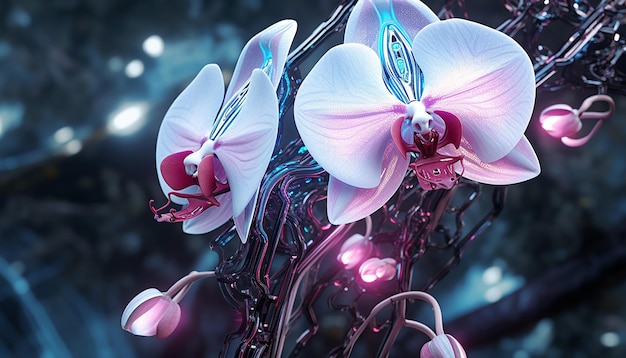 robotic orchid futurism glowing