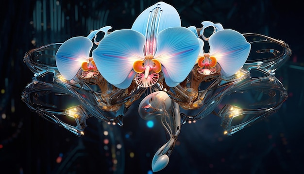 robotic orchid futurism glowing