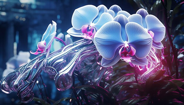 robotic orchid futurism glowing