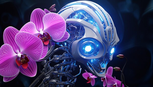 Robotic orchid futurism glowing