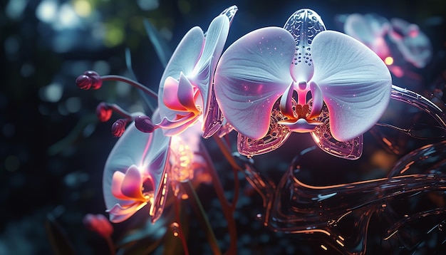 robotic orchid futurism glowing