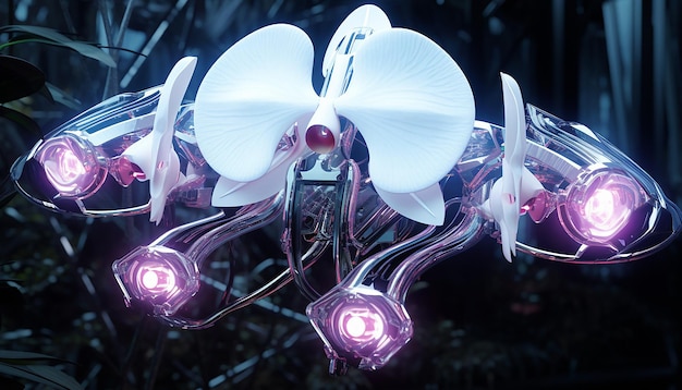 robotic orchid futurism glowing