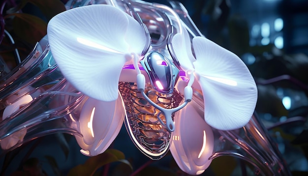 robotic orchid futurism glowing