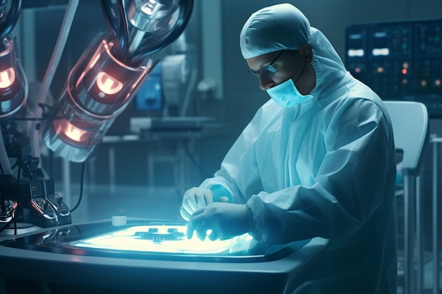 Photo a robotic surgeon performing a complex operation w 00237 03