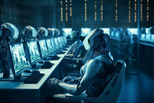 robotic system utilizing multiple computers working and monitoring data displayed from behind ai