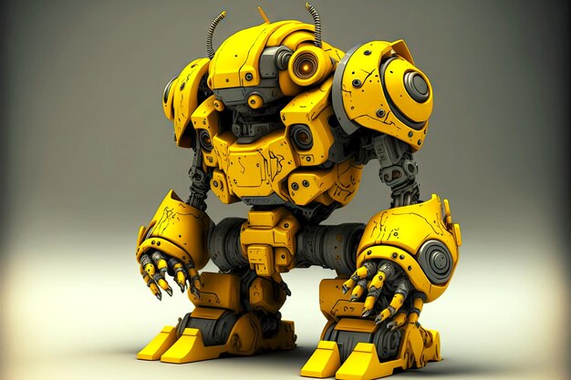 Robotic thief android robot in yellow coloring generative ai