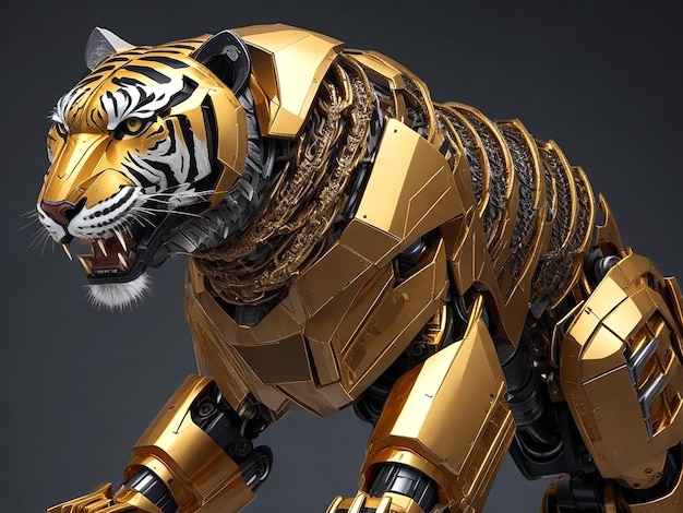 Robotic Tiger with Gold And Iron