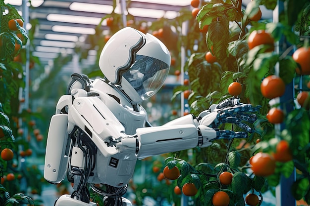 Robotic Tomato Harvesting Cyborg's Role in Sustainable Greenhouse Farming Generative AI