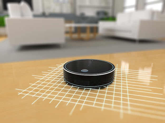 Robotic vacuum cleaner or sweeper display sensor on working area