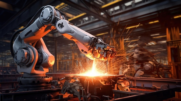 Robotic welding in de industriële fabriek