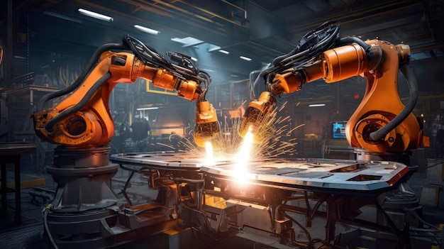 Robotic welding in de industriële fabriek