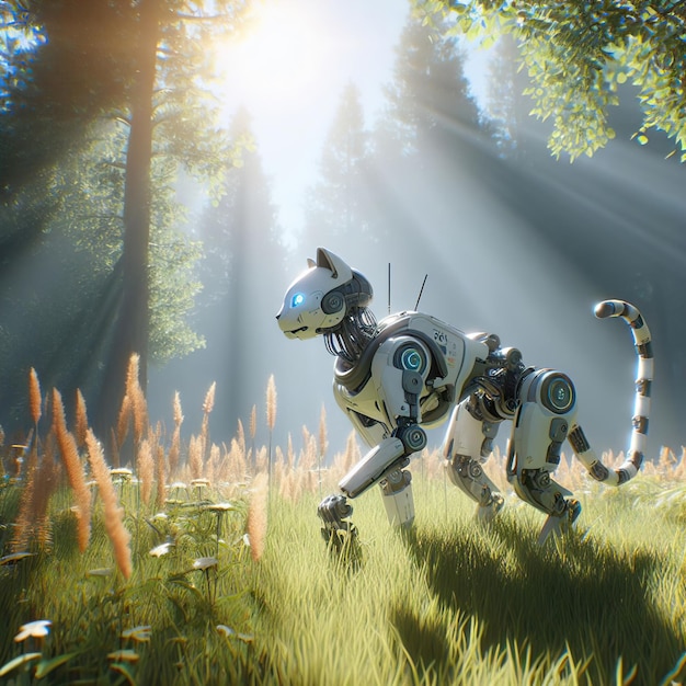 robotic wolf adventure in nature forest