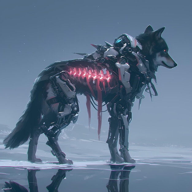 Robotic Wolf Futuristische Schepsel Kunst